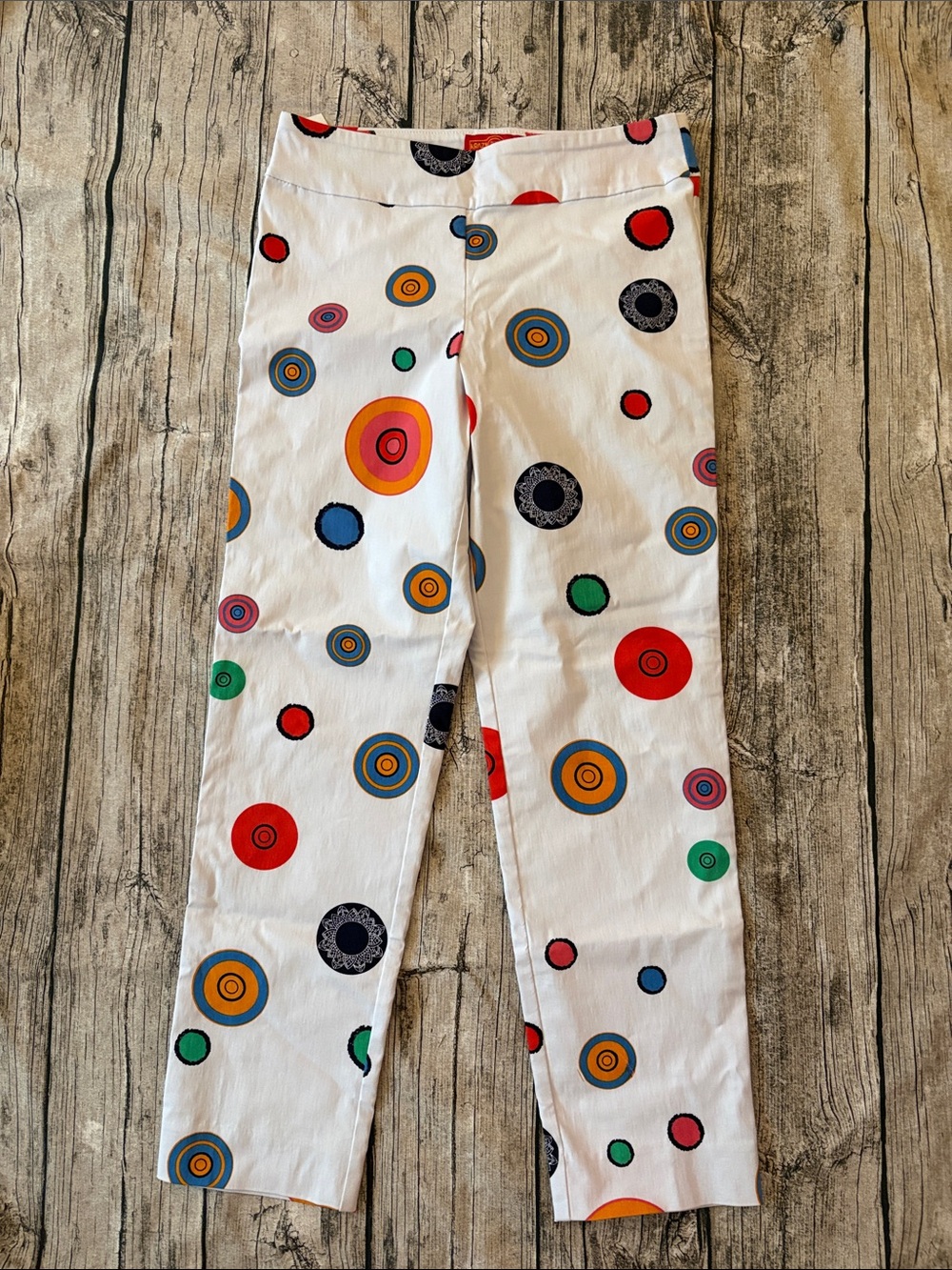 Krazy Larry Pull On Ankle Pants Womens 8 Circles